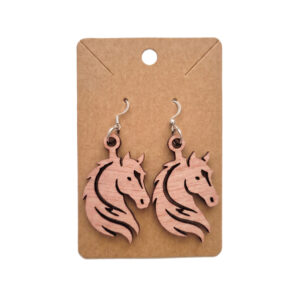 Boucles d&rsquo;oreille cheval en bois