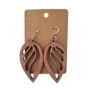 Boucles d&rsquo;oreille feuille en bois