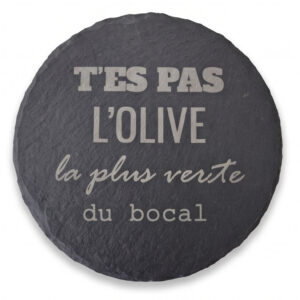 Lot de 6 dessous de verre rond en ardoise avec coffret